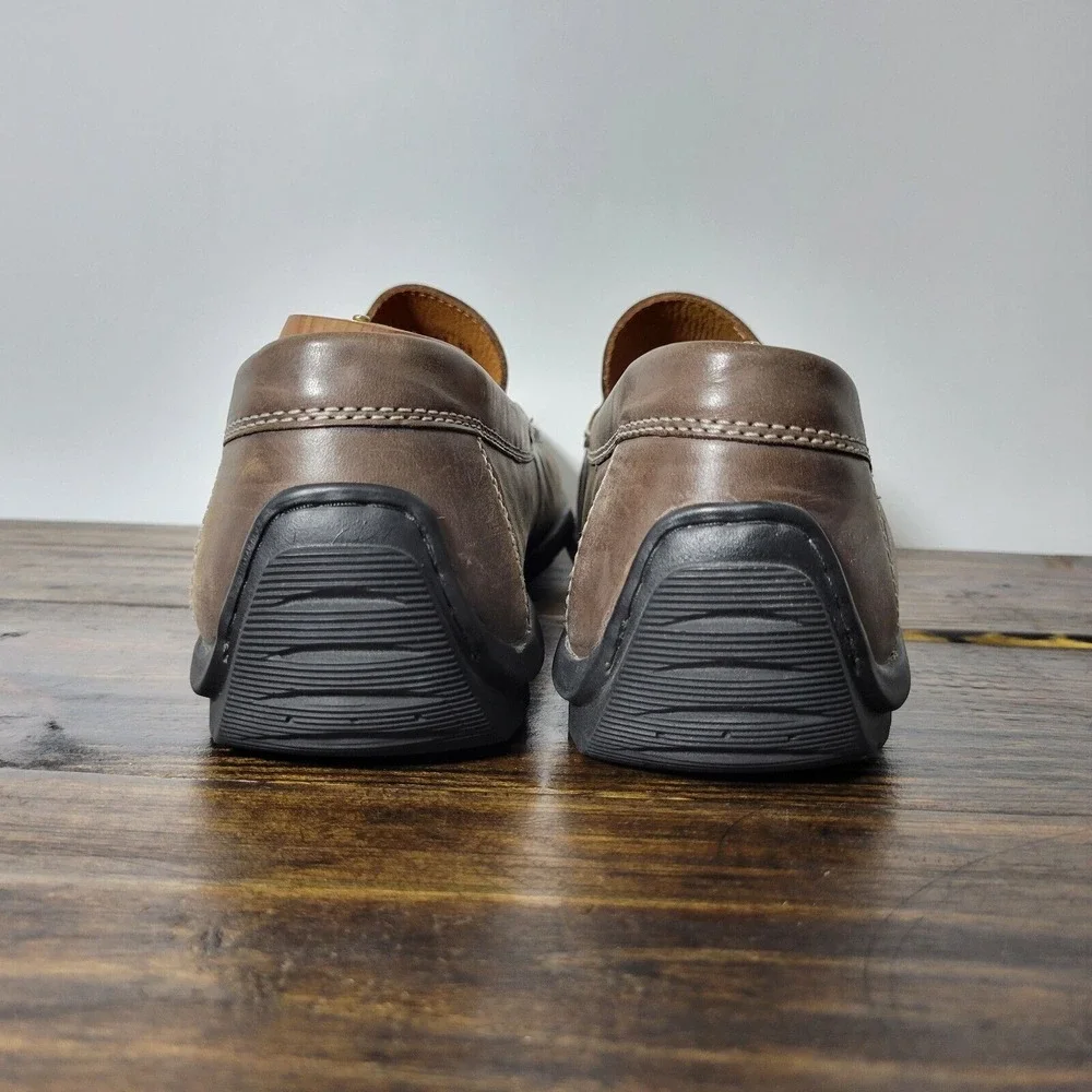 Ecco Men's‎ Driver Loafer Shoes Brown Leather LATEX Slip On Size EU42 / US 8-8.5